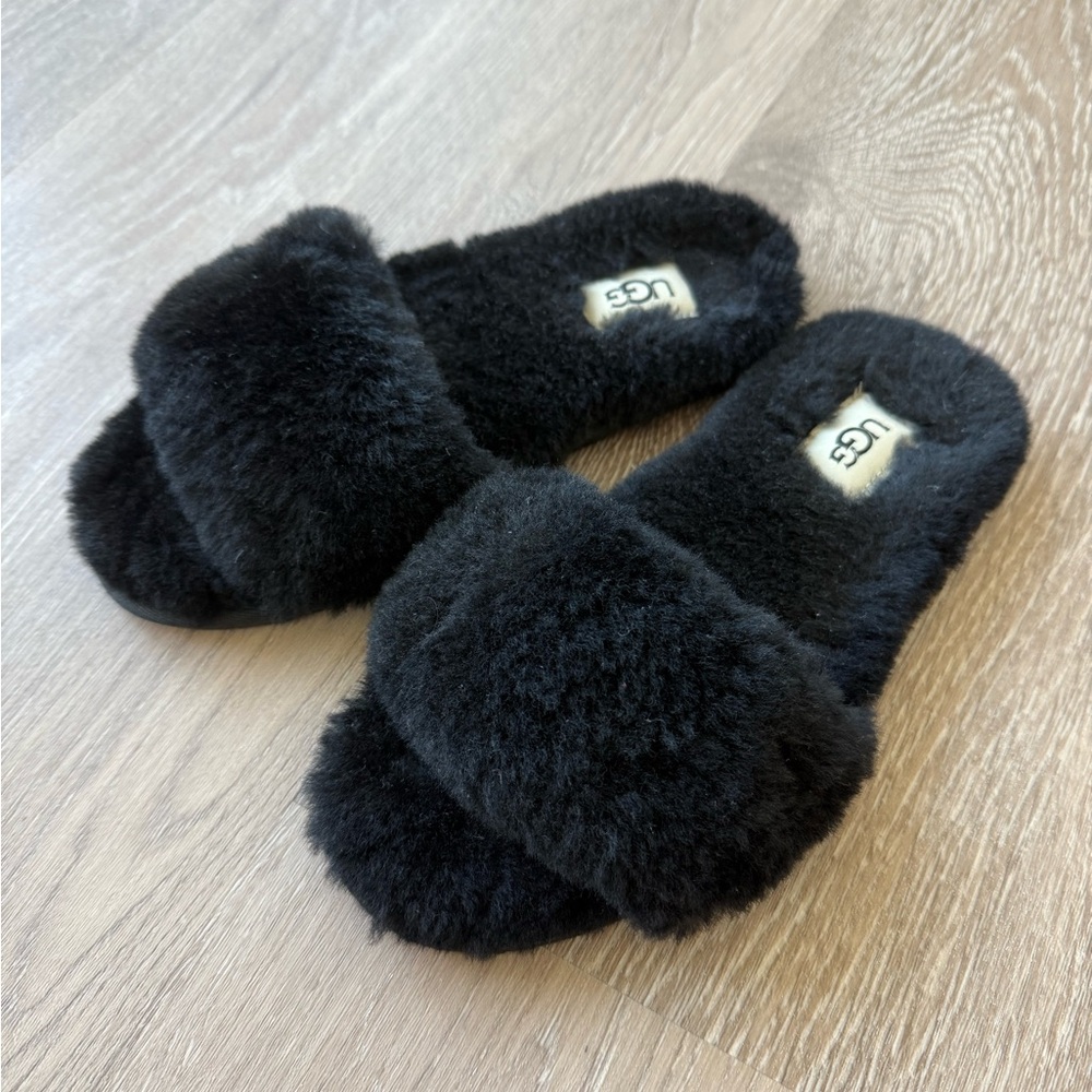 UGG Women's Plush Black Slippers